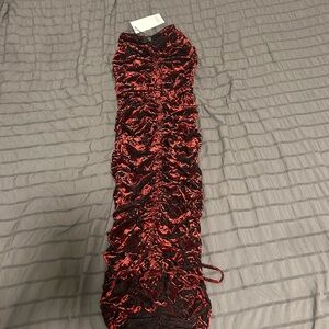AKIRA Red and Black Maxi Skirt